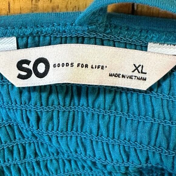 SO Juniors XL teal Halter Neck Crop Tank Top Cotton Blend Stretch - Picture 2 of 5